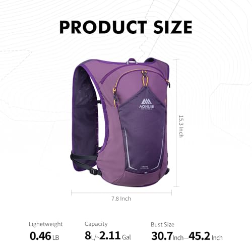 AONIJIE Running Hydration Vest for Women Men 8L Hydration Backpack Hiking - color: Purple