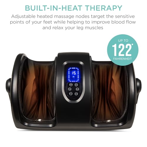 Best Choice Products Shiatsu Foot Massager with Heat for Plantar Fasciitis & Neuropathy, Kneading Foot & Calf Massager with Remote, 360° Adjustable Handle, Rolling & Compression Massage - Black - color: Black