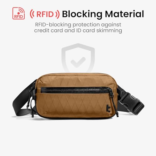 tomtoc 1.5L X-Pac Sling Bag with RFID Blocking Crossbody Pack for Men Women - color: X-Pac Brown, size: 1.5L