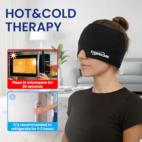 Migraine Relief Cap, Reusable Cold Compress Headband,1pcs - color: Black