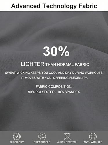 BMJL Women's Athletic Shorts 5" Inseam, High Waist Tummy Control Running Shorts with 2 Zipper Pockets, Lightweight Dolphin Hem Workout Shorts(Large,Dark Grey)
