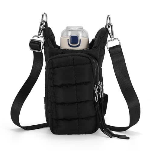 Water Bottle Holder with Adjustable Strap Bottle Sling Bag for Hiking Black