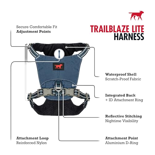 Tuff Pupper All-Day Wear Dog Harness | for Walking, Trail Running, Hiking | Front & Back Leash Clips | Reflective Trim | Easy On/Off Buckles | Lightweight Breathable | No Pull Design (Medium, Blue) - color: Twilight Blue, size: Medium
