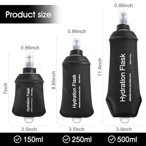WILDREEDS 500ml Soft Flask, TPU Collapsible Soft Water Bottle for Hydration Pack, Running Vest, Folding Water Bottle for Hiking Cycling Climbing-2Pcs, Black - color: 2pcs, 500ml Black