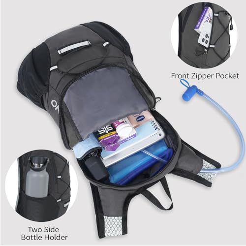 Lightweight Hydration Backpack, Running Backpack with 2L Water Bladder - color: Plaid Dark gray