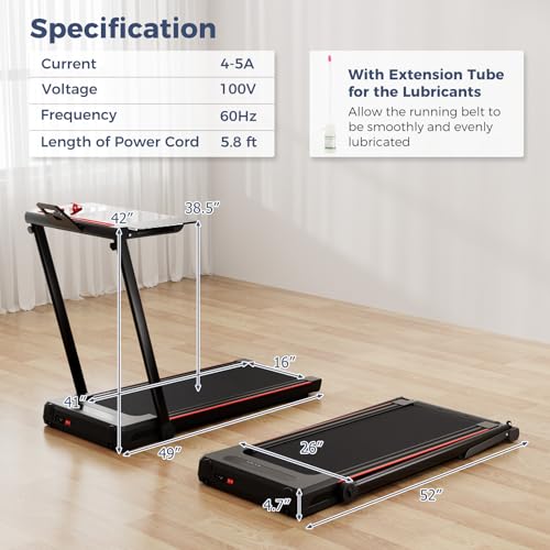 GYMAX Walking Pad Treadmill, 3 in 1 Folding Treadmill with Removable Desktop, Remote & 12 Preset Programs, 2.5 HP Under Desk Walking Pad Running Machine for Home Gym Exercise Workout - color: Black