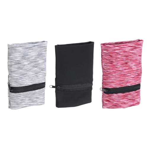 uxcell Wrist Pouch Wrist Wallet Sports Wristband Wallet with Zipper Pocket for Running Jogging Cycling Yoga - color: Black/Gray/Red