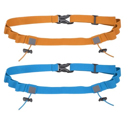 Bib Belt Race Belt Triathlon Number Holder 2Pcs Orange/Sky Blue - color: Orange/Sky Blue