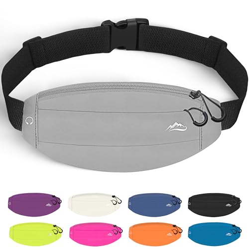 Running Fanny Pack Whole Bag Reflective, Running belt for Women &Men,Sweatproof Phone Holder Workout, Running Waist Pack(grey) - color: grey