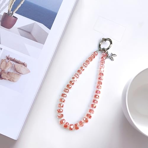 C.J.M.K Beaded Phone Wristband, Lanyard Chain - color: 01-pink
