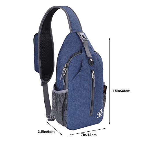WATERFLY Crossbody Sling Backpack Sling Bag Travel Hiking Daypack - color: Navy Blue