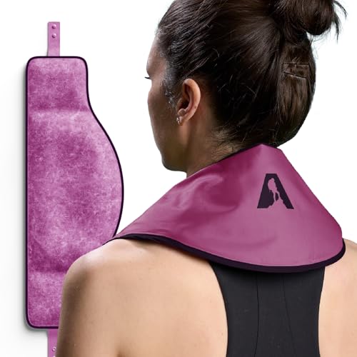 Flexible Neck Ice Pack Wrap 8" x 23", Soft Gel, Hands-Free - color: Purple