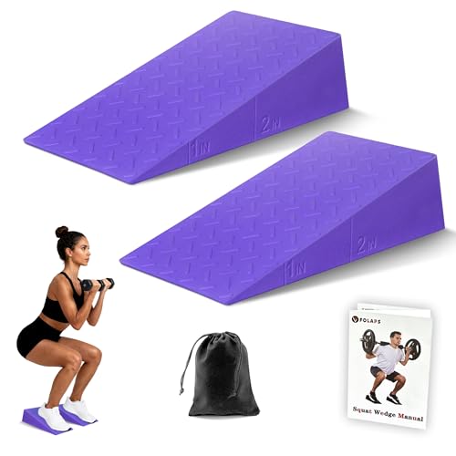 Squat Wedge Block For Deeper Squat: 2200LBS Capacity with Guide & Carry Bag - color: Purple