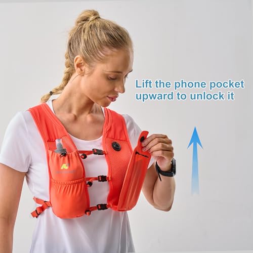 N NEVO RHINO Running Vest with 350ML TPU Soft Flask,Adjustable Chest Straps - color: Orange