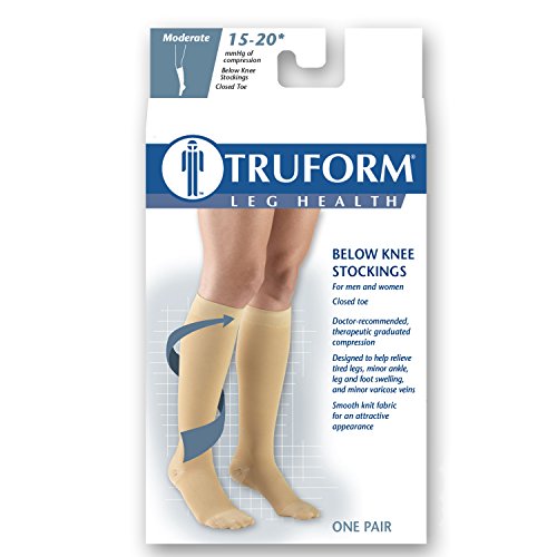 Truform 15-20 mmHg Compression Stockings, Men & Women Medical Closed Toe - color: Black, size: Medium