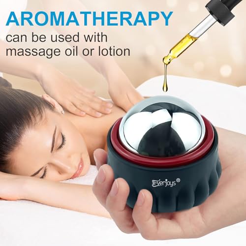 Massage Ice Roller Ball Cold & Heat Therapy Tissue Relief Muscle Recovery - color: Black and Red