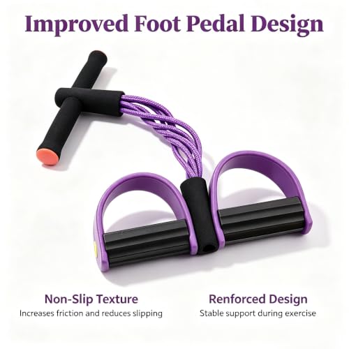 Pedal Resistance Band with Handles, 6-Tube Elastic Tension Rope, Natural Rubber Multifunction Exercise Band, Home Fitness Equipment for Yoga, Stretching, Abdomen Waist Arm Leg Training