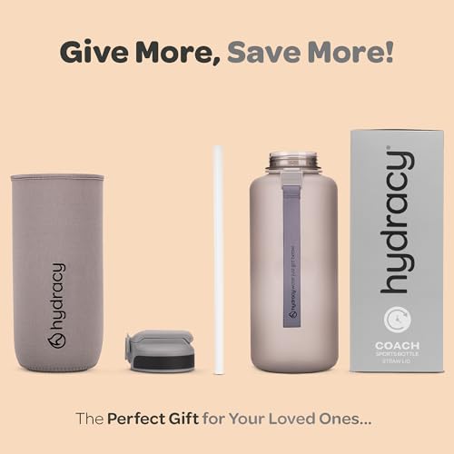 Hydracy 2L Large Water Bottle, Shatterproof, BPA Free Tritan Plastic, Leakproof, Zero Condensation, With Detachable Carry Strap, Spillproof Lid, Convenient Silicon Spout, Ideal for Gym, Yoga - color: Silver Grey, size: 64 oz