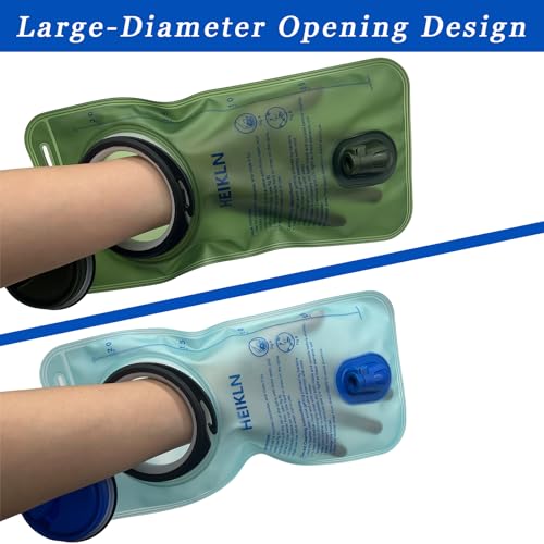 HEIKLN Hydration Bladder 1.5L-2L-2.5L-3L,Leak Proof Water Reservoir, BPA Free Military Water Storage Bladder Bag Hydration Pack Replacement Easy Clean for Bicycling Hiking Camping Hunting Running - color: 2L Blue Green KIT