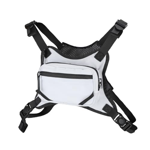 MGFLASHFORCE Chest Bag for Men and Women Chest Rig Pack Front EDC Pouch - color: White