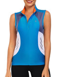 Little Donkey Andy Women's Half Zip Breathable Cycling Vests Reflective Sleeveless Jerseys Shirts Running 4 Rear Pockets - color: A01.lake Blue, size: XX-Large