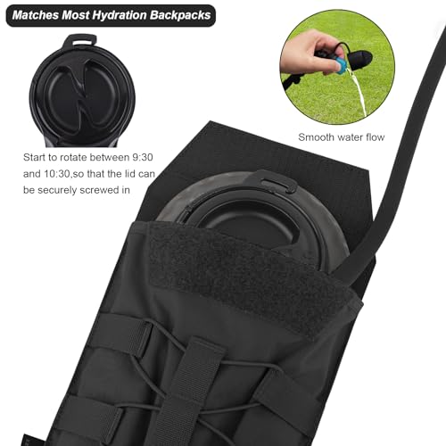 PETAC GEAR 1.5L / 3L Tactical Hydration Pack，Molle Carrier Pouch for 50 oz /100 oz Hydration Bladder Daypack Water Backpack. - color: BK, size: 1.5L combination set
