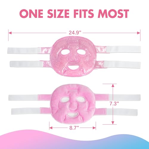 LotFancy Face Ice Pack, Reusable Ice Face Mask, Gel Bead Cold Face Eye Mask, Hot Cold Compress for Puffiness, Facial Routine, Post-Surgical Recovery, Headache, Skin Care, Post Laser Care (Pack of 2) - size: Universal (Pack of 2)