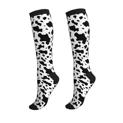 Crazy Fun Compression Socks, Unisex Knee High Support Socks - color: Cow Print