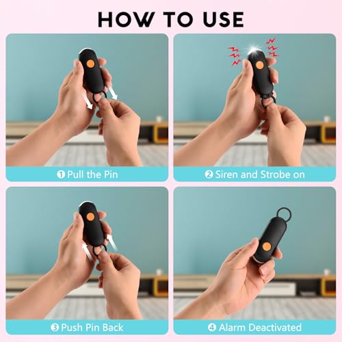 Personal Safety Alarm for Women, Rechargeable 135dB Siren with Flashing Light, Anti-Loss Locking Pin, Keychain SOS Alarm Works with Apple Find My, Kids, Seniors, Night Runners, iOS Only, White