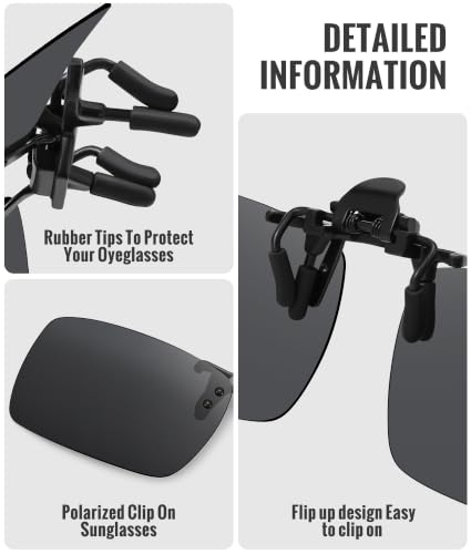 MEETSUN Polarized Clip On Sunglasses for Men Women, Fit Over Glasses - color: 3pack-black*3