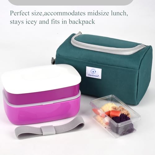 Genteen Small Cooler Bag with Ice Pack,Insulated Lunch & Snack Tote - color: Green