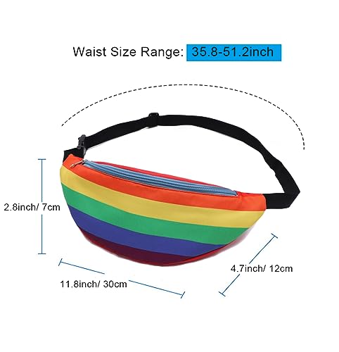Ausion Fanny Pack Waist Bag for Men&Women Adjustable Belt Hip Bum Bag Fashion Water Resistant Hiking Waist Bag for Traveling Casual Running Hiking Cycling - color: Rainbow