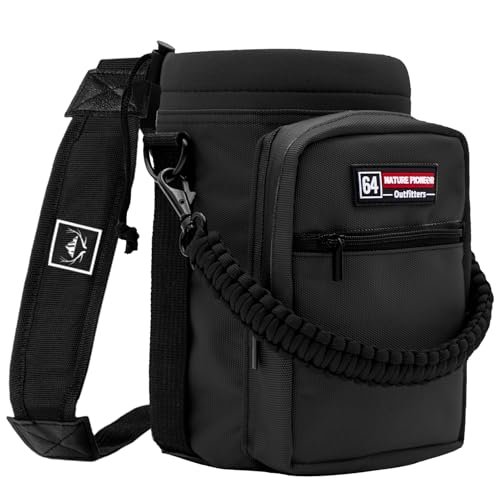 NATURE PIONEOR 26-128 oz Insulated Water Bottle Carrier Holder with Strap - color: Black, size: 64oz