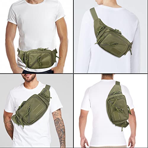 Concealed Carry Pistol Waist bag Tactical Conceal Carry Pistol Bag Fanny Packs Handgun Holster Pouch with Bottle&Gun Holder Fits 1911 Glock etc - color: Green