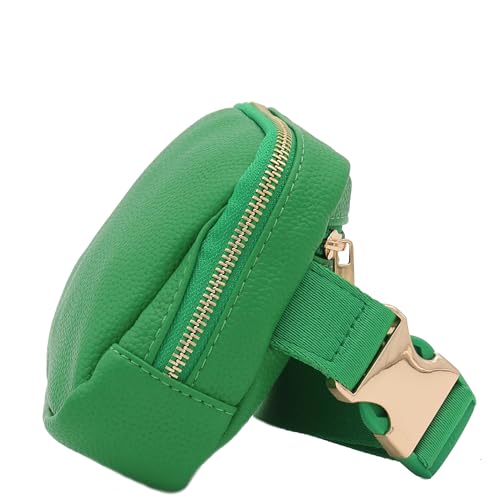 Lightweight Soft PU Pebbled Leather Sling Fanny Pack Belt Bag with Gold Metal Buckle (Kelly Green) - color: Kelly Green