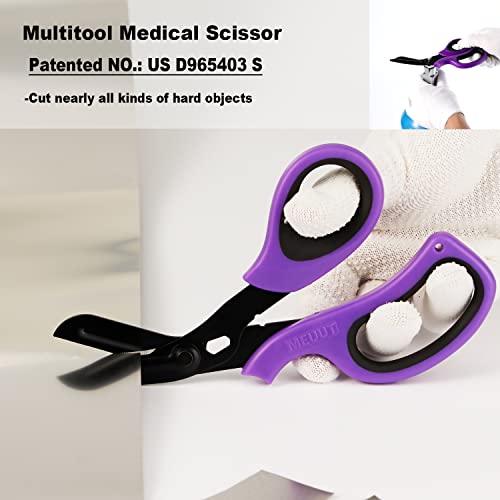 MEUUT Medical Scissors 2-Pack Trauma Shears for Nurses All Purpose Scissors - color: Purple/Black+purple/Black