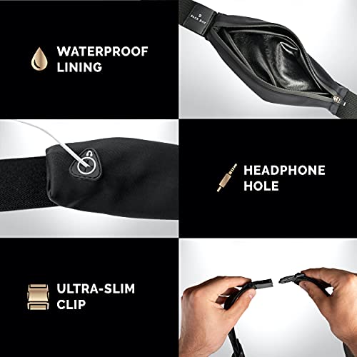 No-Bounce Slim & Secure Running Belt, Fits ALL Phones, Keys, Cards, Gels - color: 2. Black