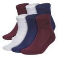 adidas Men's Athletic Cushioned Quarter Ankle Socks 6 Pairs - color: Maroon/Cool Light Heather/Dark Blue, size: Medium
