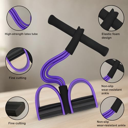 Premium 6 Tube Resistance Band – Powerful, Visible Results with Safe Low-Impact Design | Multifunction Pedal Resistance Band | Home Gym Equipment for Women | 30-Day Support