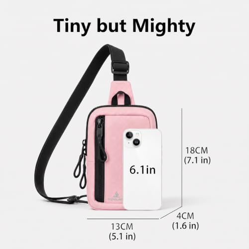 Small Crossbody Phone Bag for Men Women Mini Sling Bag Travel Running Cell Phone Shoulder Daypack with Keyholder - color: Pink
