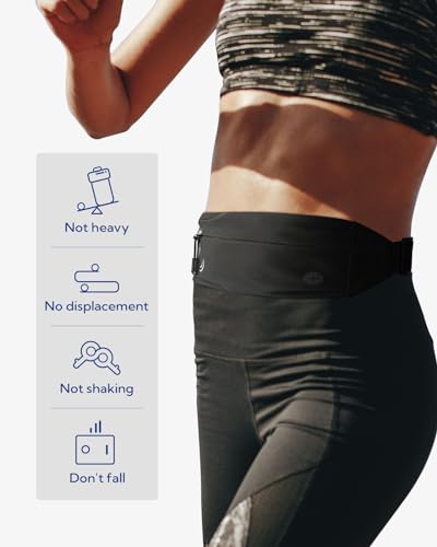 WATERFLY Running Belt Fanny Pack:Phone Holder Belt for Men Women - color: Black
