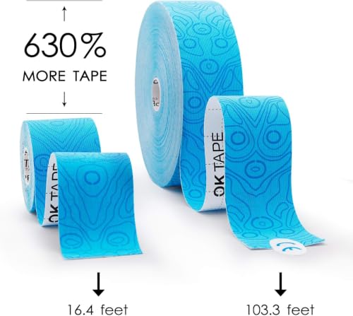 (2in X 103 Feet) OK TAPE PRO Bulk Kinesiology Tape, Original Elastic Latex Free Kinesiology Therapeutic Tape, Free Cut Printed - color: Beige