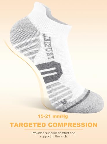 Trusiel Ankle Compression Socks for Women Running Moisture Wicking 5 Pairs - color: White, size: 9.5-12