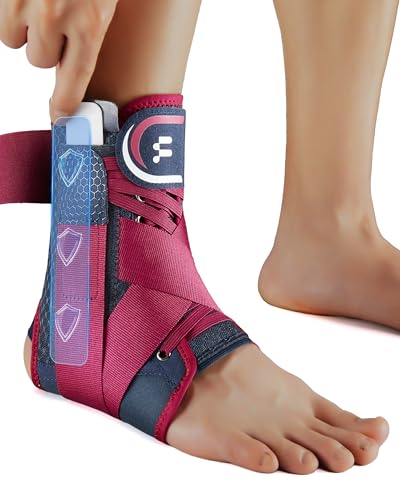 Ankle Brace for Men Women with Removable Side Splints Figure 8 Strap - color: Rose, size: S