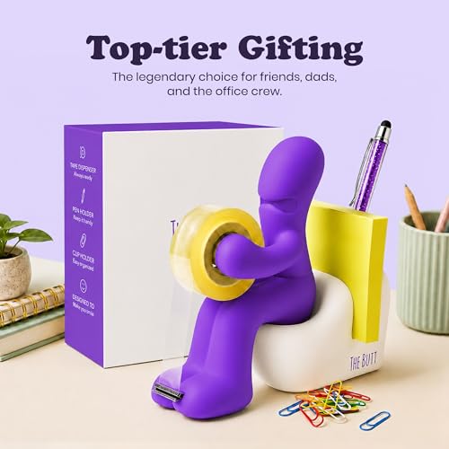 The Butt Tape Dispenser – Funny Purple Desk Accessories, Office Gag Gift - color: Purple