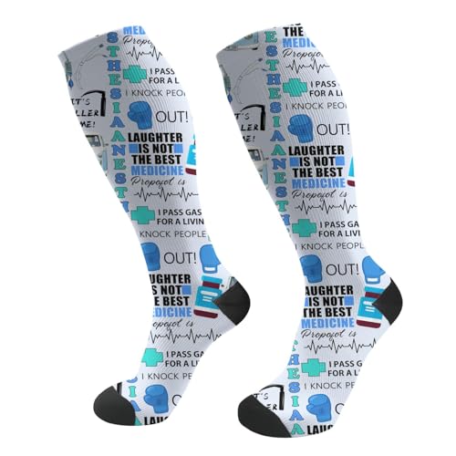 FREEHOTU Compression Knee High Socks for Women/Men Circulation 15-20 Mmhg - color: Anesthesia Pattern