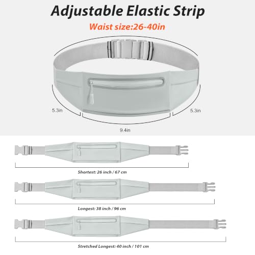 Slim Running Belt for Women Men,Phone Holder Waist Pack,Runners Fanny Pack - color: Light Gray