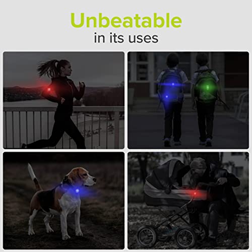 VELMIA Running Light for Runners (2 Pack) for Maximum Safety Through Visibility I Clip On Strobe & Reflective Gear - Dogs, Walking, Bike Taillight, Stroller - color: Ruby Red