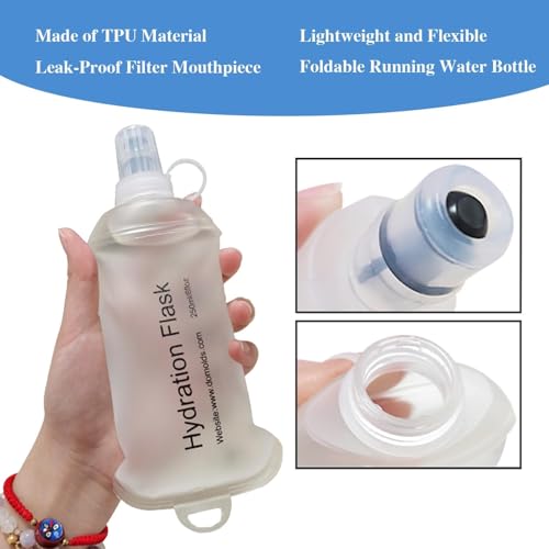 CLINTT 500ml Soft Flask, Foldable Running Water Bottle, TPU Folding Soft Water Flask, BPA-Free Collapsible Flask for Hydration Pack Running Vest, Cycling, Climbing, Hiking - 1Pcs, White - color: 500ml white