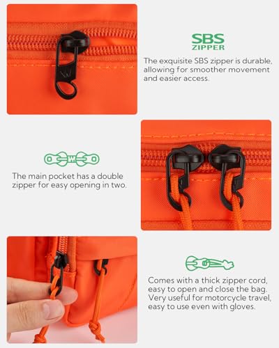 WATERFLY Fanny Pack Waist Bag: 2.5L Large 5 Zipper Pockets for Women Men - color: Orange